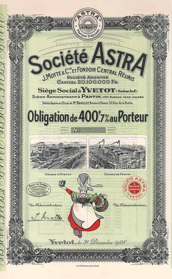 Soc. ASTRA J. Motte & Cie. & Fondoir Central Réunis S.A.