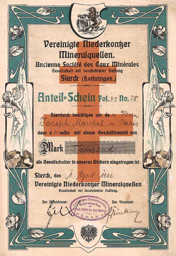 Vereinigte Niederkontzer Mineralquellen Ancienne Soc. des Eaux Minérales GmbH