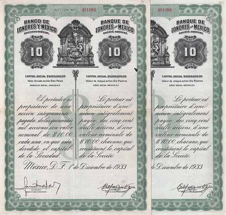 Banco de Londres y Mexico S.A. (2 Stücke)