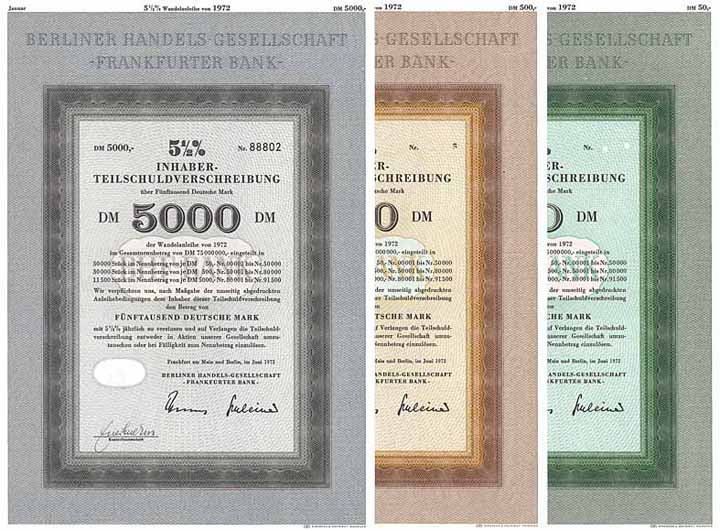 Berliner Handels-Gesellschaft - Frankfurter Bank (3 Stücke)