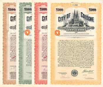Stadt Köln - City of Cologne - Sterling Loan of 1928 (4 versch. Bonds)
