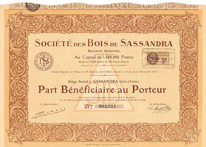 Société des Bois de Sassandra S.A.