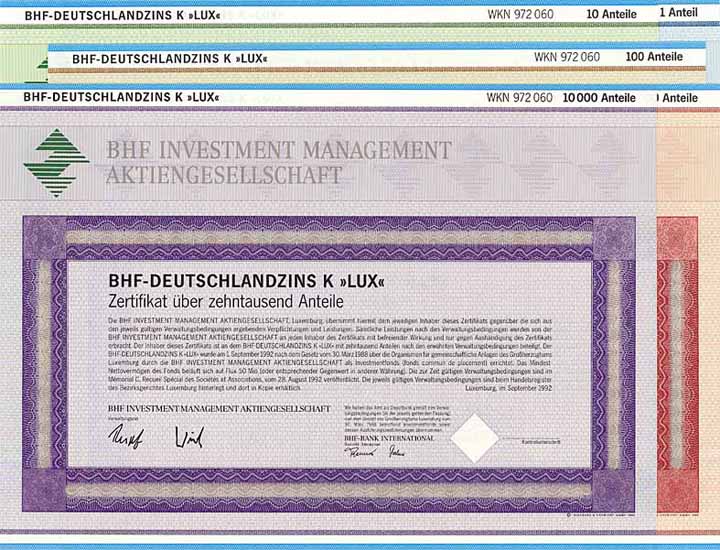 BHF Investment Management AG (5 Stücke)