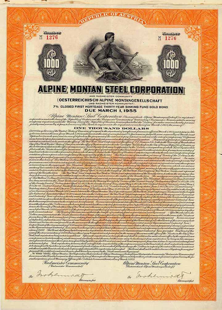 Oesterreichisch-Alpine Montangesellschaft und Radmeister-Kommunität