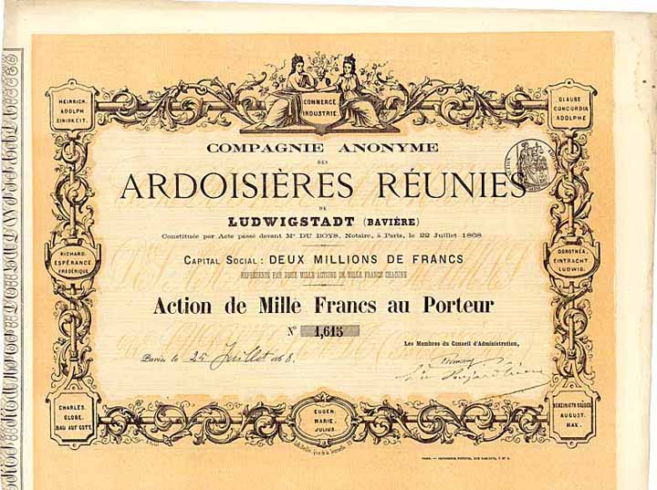 Cie. Anonyme des Ardoisières Reunis de Ludwigstadt