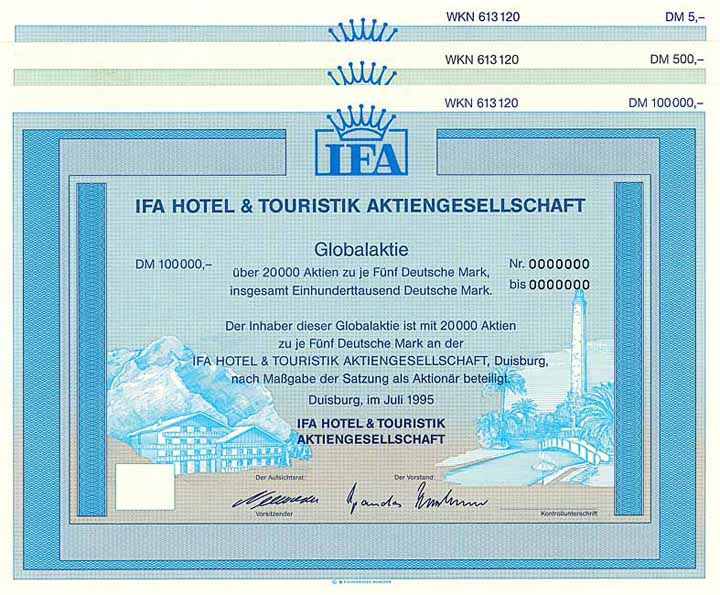 IFA Hotel & Touristik AG (3 Stücke)