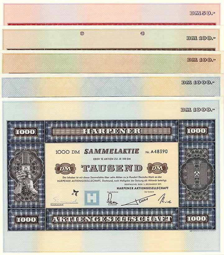 Harpener Bergbau AG + Harpener AG (5 Stücke)