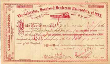 Galveston, Houston & Henderson Railroad Co. of 1882