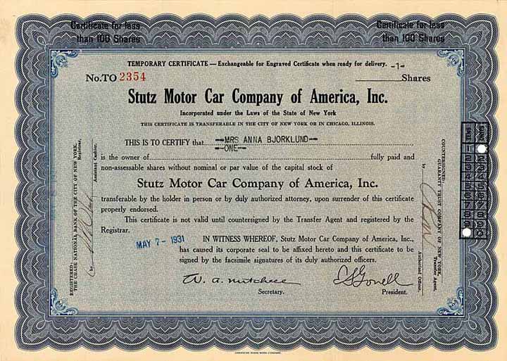 Stutz Motor Car Co. of America