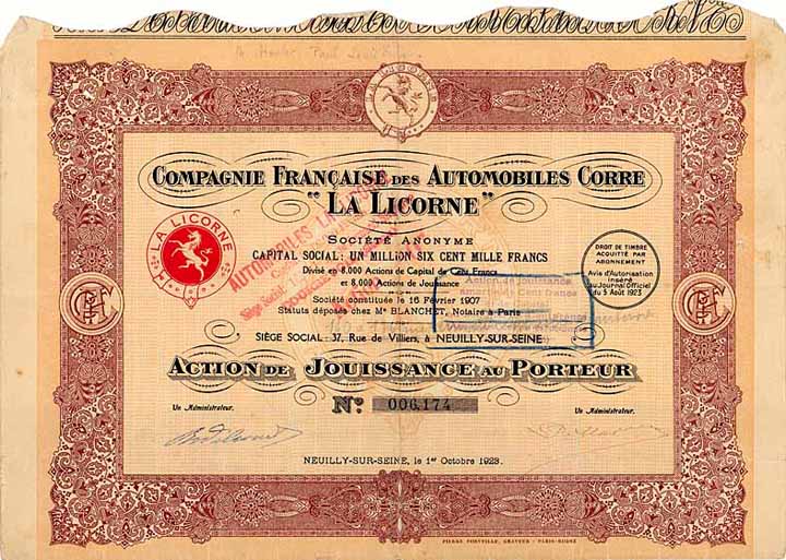 Cie. Francaise des Automobiles Corre „La Licorne“