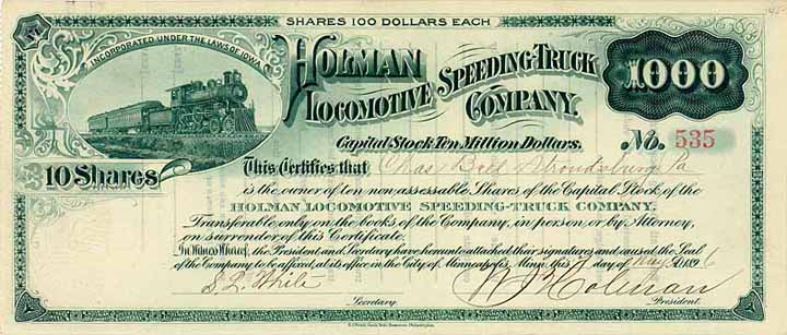 Holman Locomotive Speeding Truck Co.