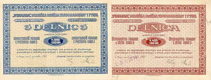 Vinaria Delniska Druzba Vinogradnikov (Vinaria Weinbau AG) (2 Stücke)