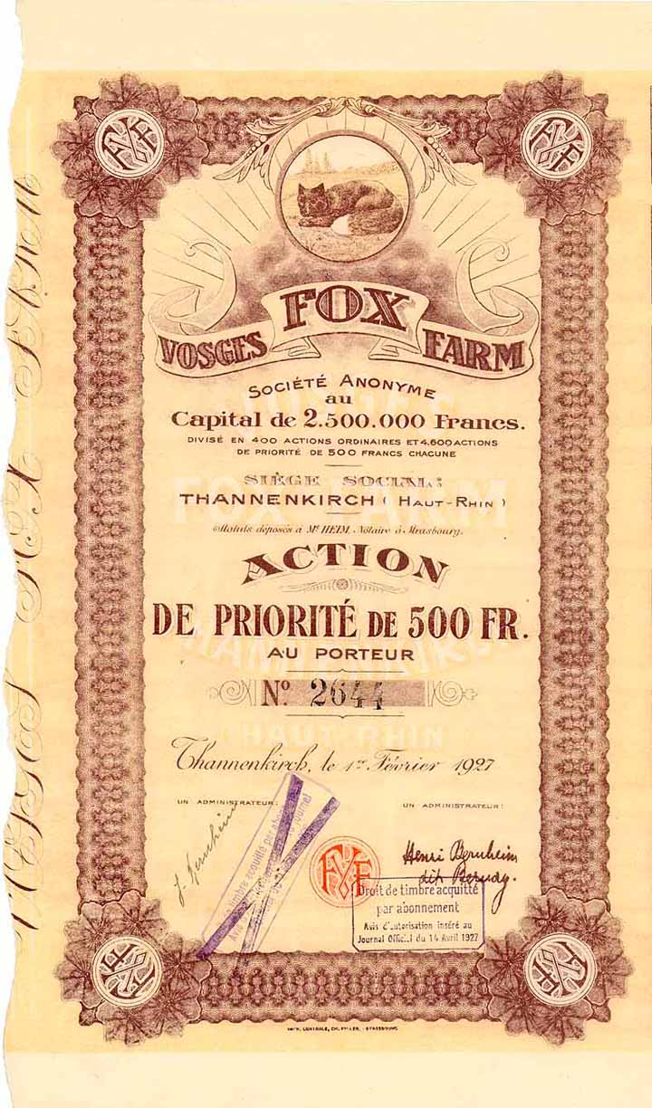 Vosges Fox Farm S.A.