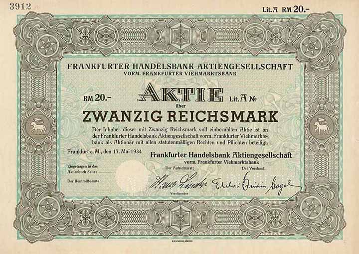 Frankfurter Handelsbank AG vorm. Frankfurter Viehmarktsbank