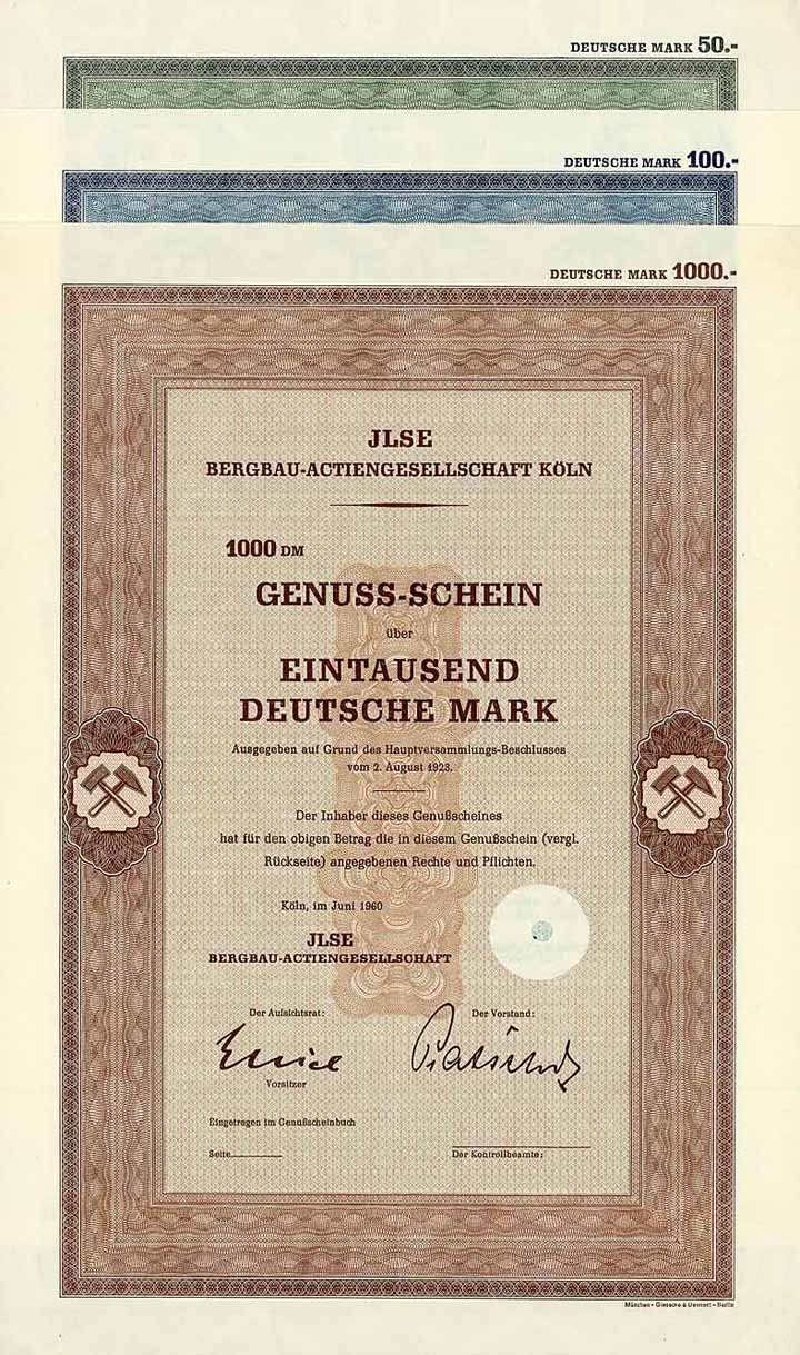 ILSE Bergbau-AG (3 Stücke)