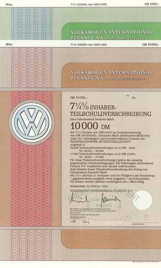 Volkswagen International  Finance N.V. (2 Stücke)