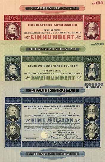 I.G. Farbenindustrie AG i.L. (3 Stücke)