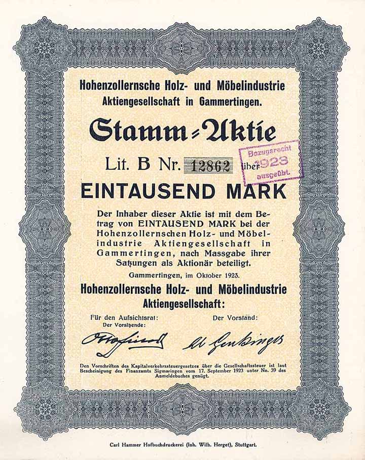 Hohenzollernsche Holz- und Möbelindustrie AG