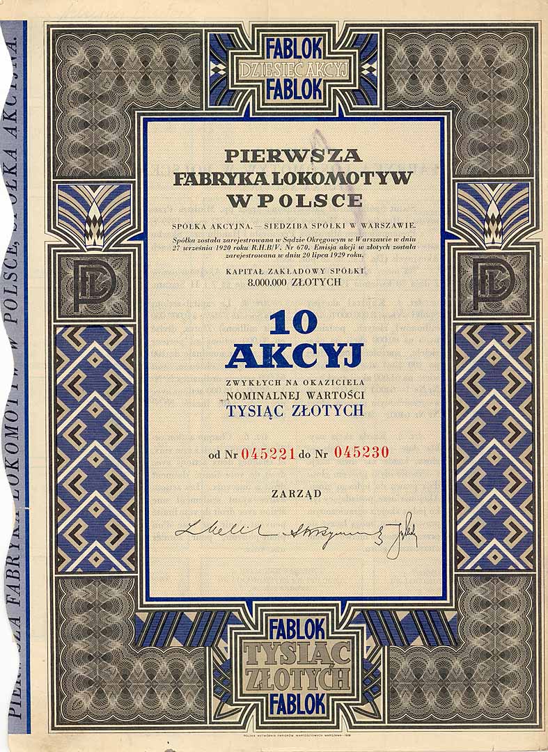 Pierwsza Fabryka Lokomotyw w Polsce S.A. (Erste Polnische Lokomotivfabrik AG)