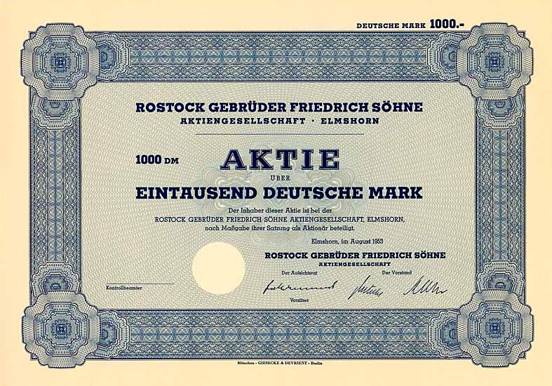 Rostock Gebr�der Friedrich S�hne AG